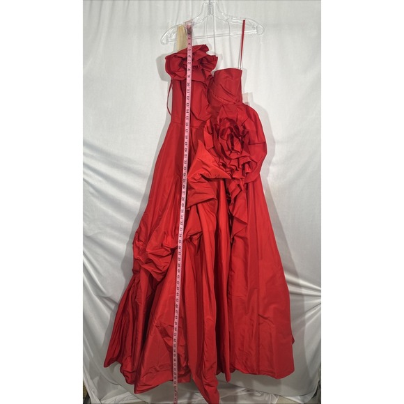 NEW MAC DUGGAL [ 2 ] 11992 ONE SHOULDER Embellished Rosette‎ Ball Gown in Red - Picture 7 of 16